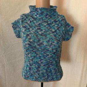 FREE PEOPLE Vintage Cap sleeve Wool knit sweater Sz S Heavenly Blues Purple